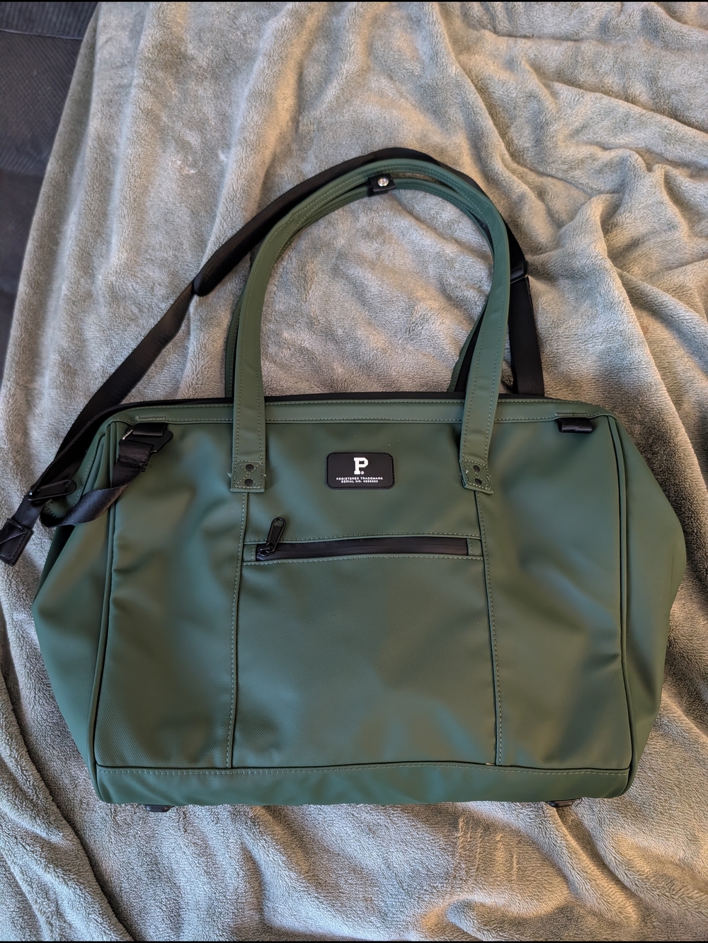 Green Women's Laptop Tote Bag with Removable Shoulder Strap - Picture 3 of 3